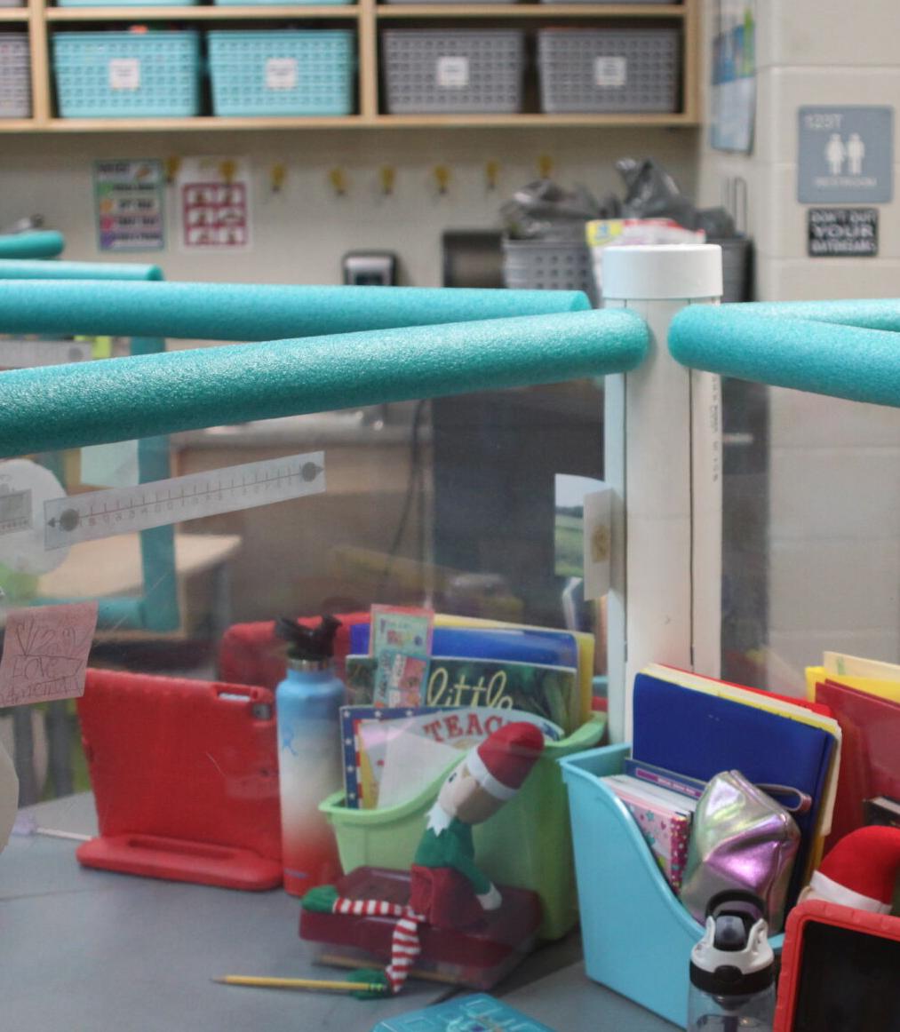 Classroom with plexiglass barrier